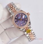 3A Factory 1-1 Rolex Datejust 28MM Replica Watches Purple Diamond Dial